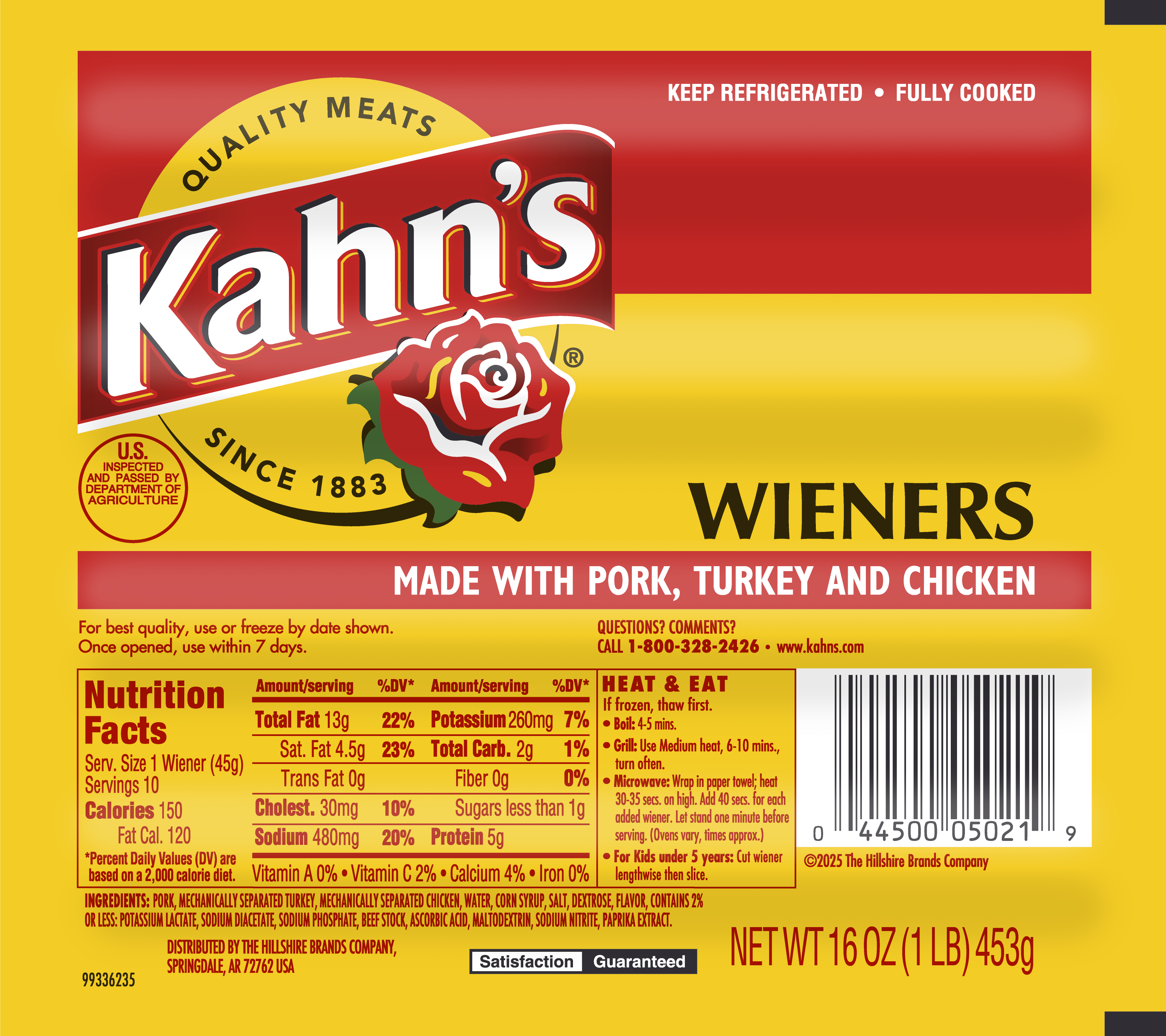 Wieners Made With Pork, Turkey And Chicken
